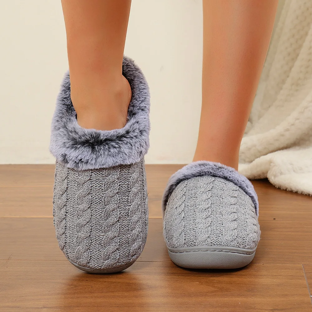 Women's Men's Plush House Slippers Warm Fluffy Bedroom Slippers Memory Foam Home Slippers Non-Slip Indoor House Shoes 5