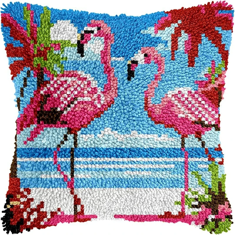Latch Hook Rug Kit and Pillow Set Forest Animals Series Eco-Friendly Wool Blend Yarn & Canvas Bundle