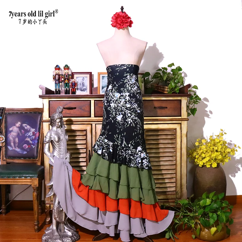 

Платье с воланом на бедрах Flamenco-популярная танцевальная одежда DTT83