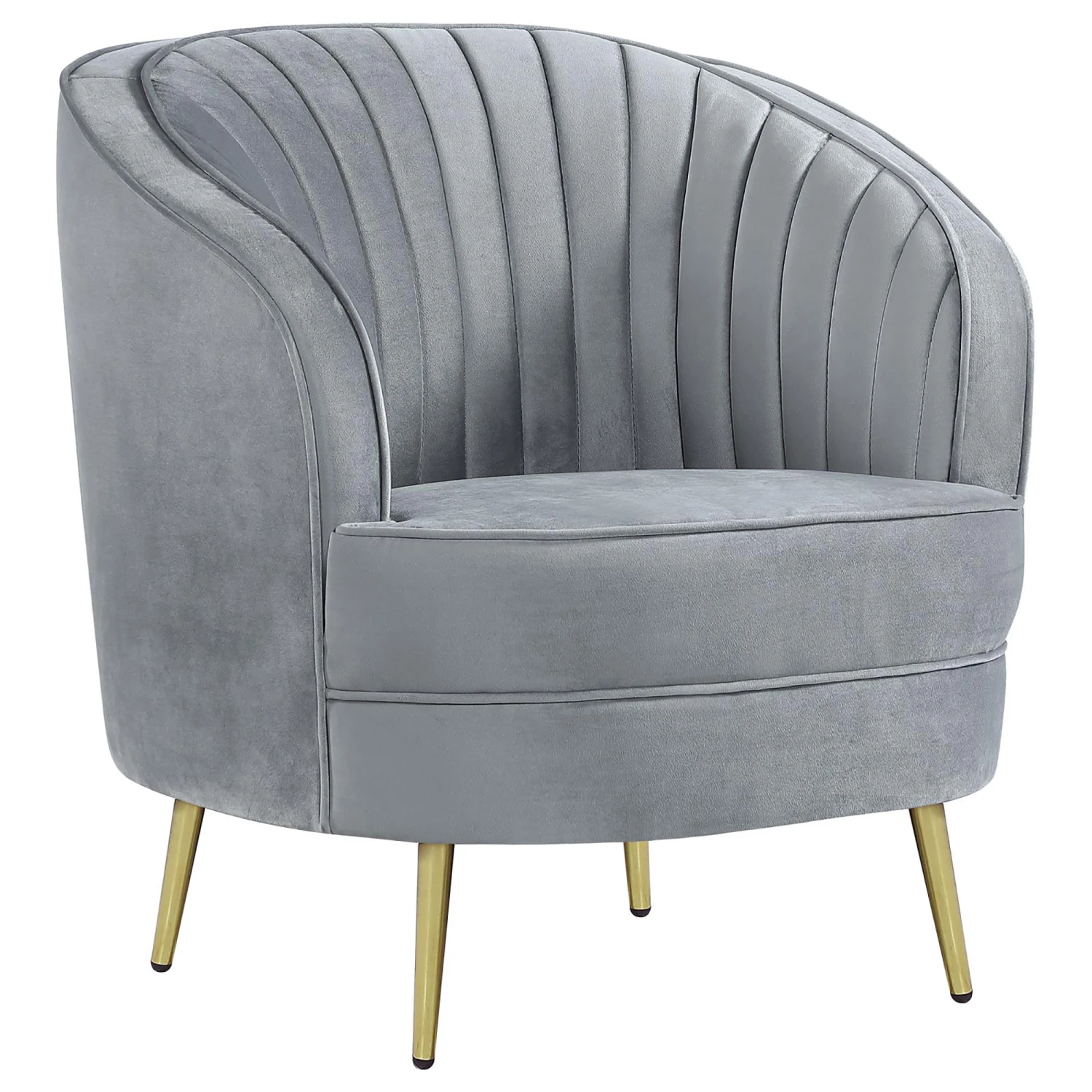 

Elegant Grey and Gold Upholstered Tufted Chair for Luxurious Home Decor, Comfortable Accent Chair with Plush Cushioning and Stur