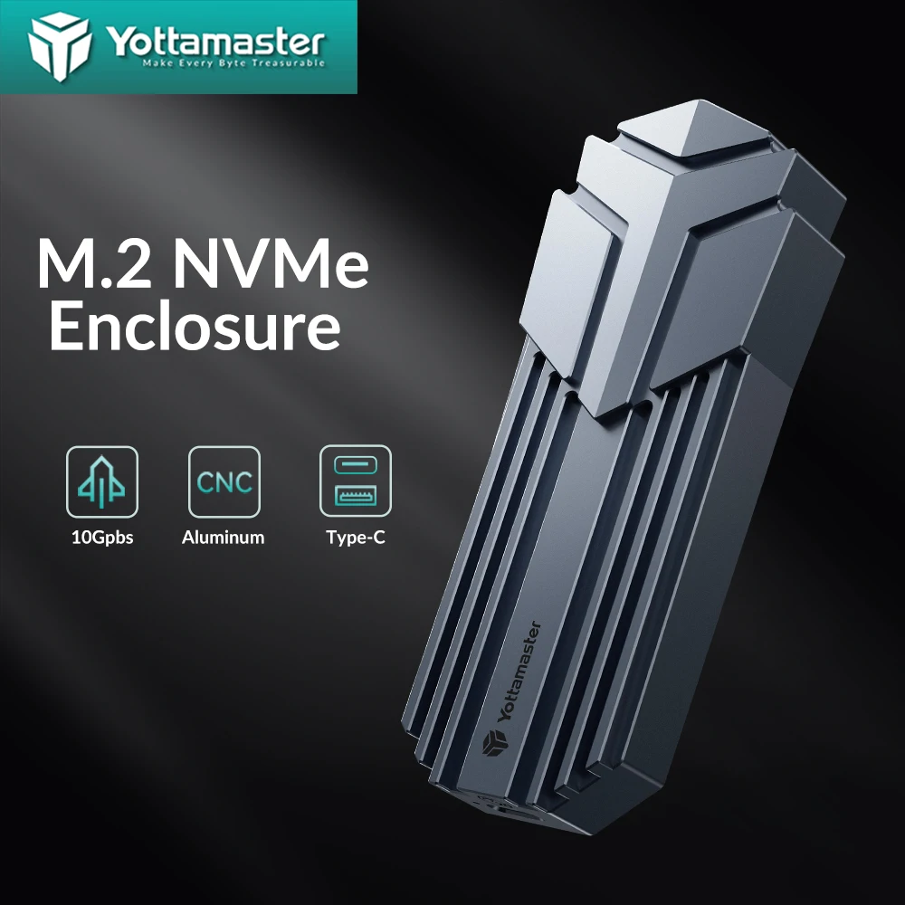 

Yottamaster 10Gbps M.2 NVMe SATA Enclosure SSD External Dual Protocol Hard Drive Case USB 3.2 Type C M2 Disk Box for PC Laptop