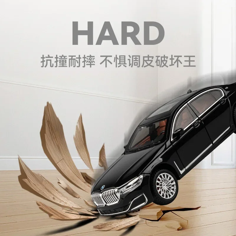 1:24 BMW 760LI Diecast Large Limousine Alloy Metal Car Model Car Sound & Light Pull Back Toy Interior Decorations Kids Toy C188 4