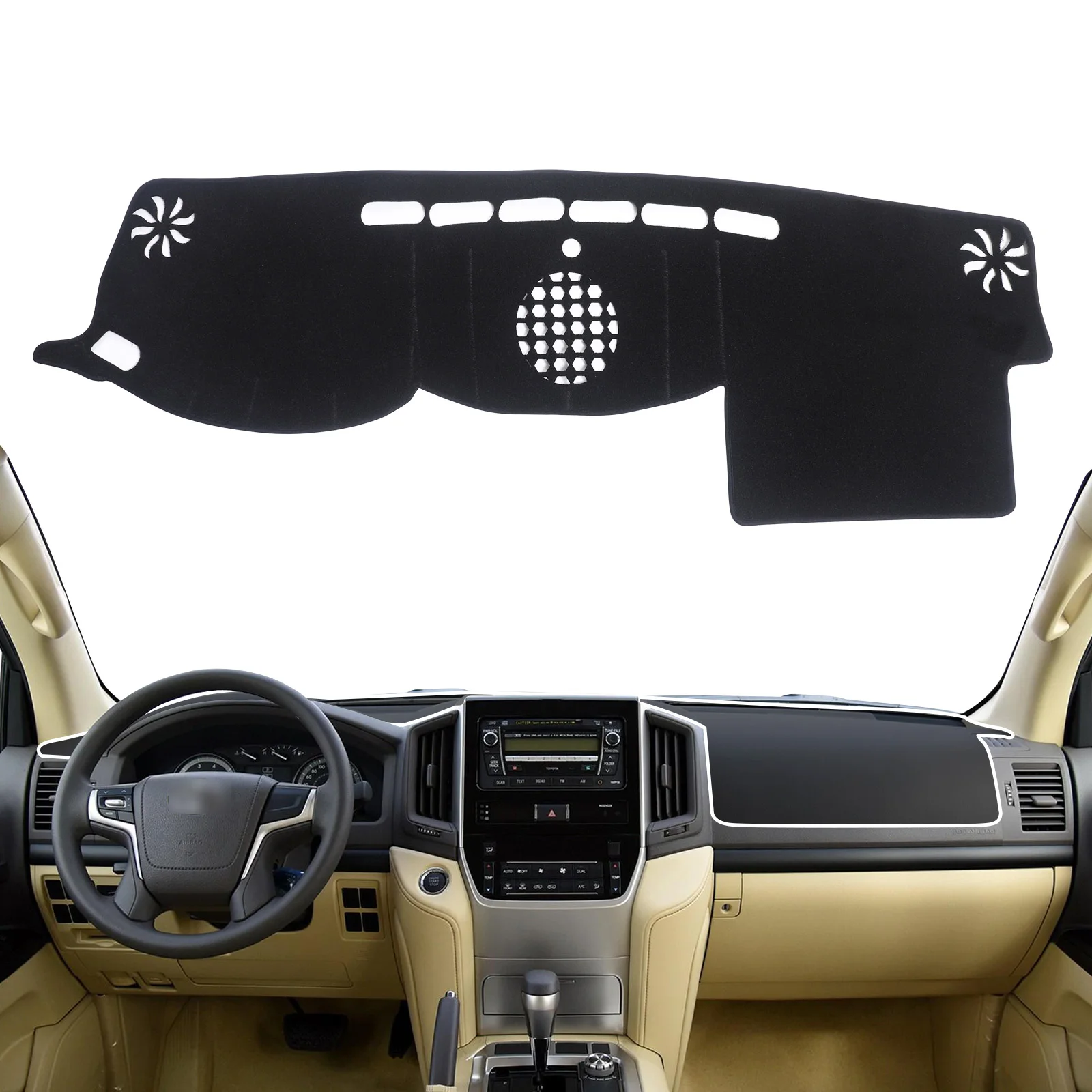for Toyota Land Cruiser LC200 Dashboard Cover Pad-Dash Mat Dashmat Car Accessories Sunshade Protective Carpet