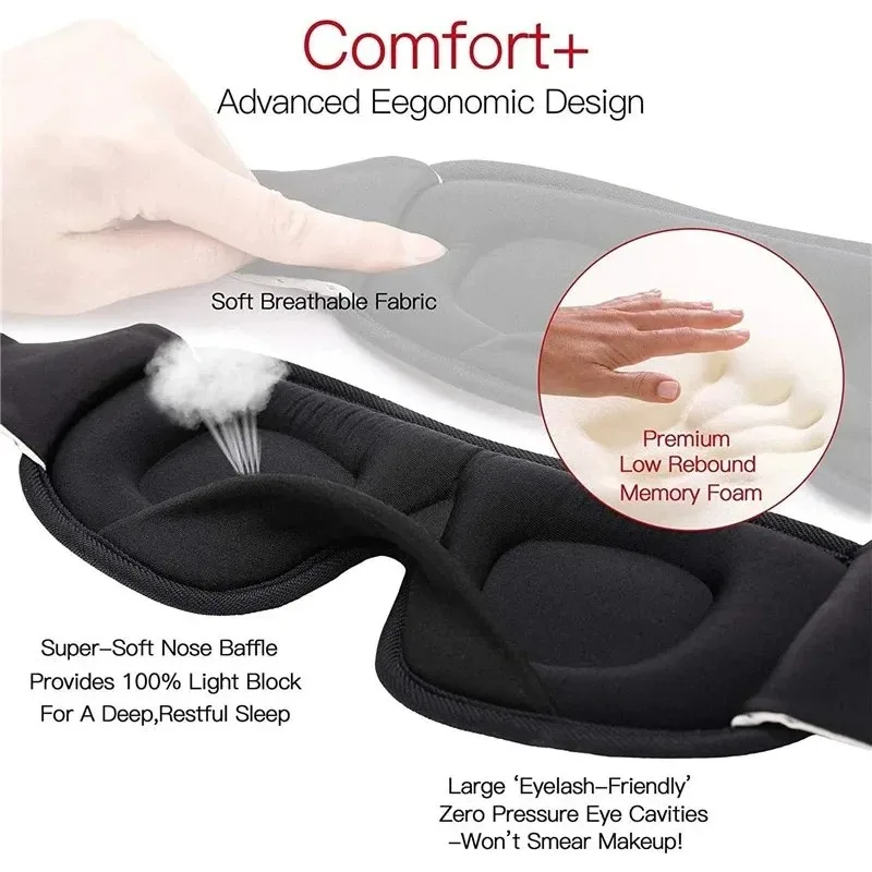 3D Blocking Light Soft Sleep Mask Padded Travel Rest Sleeping Eye Cover 4