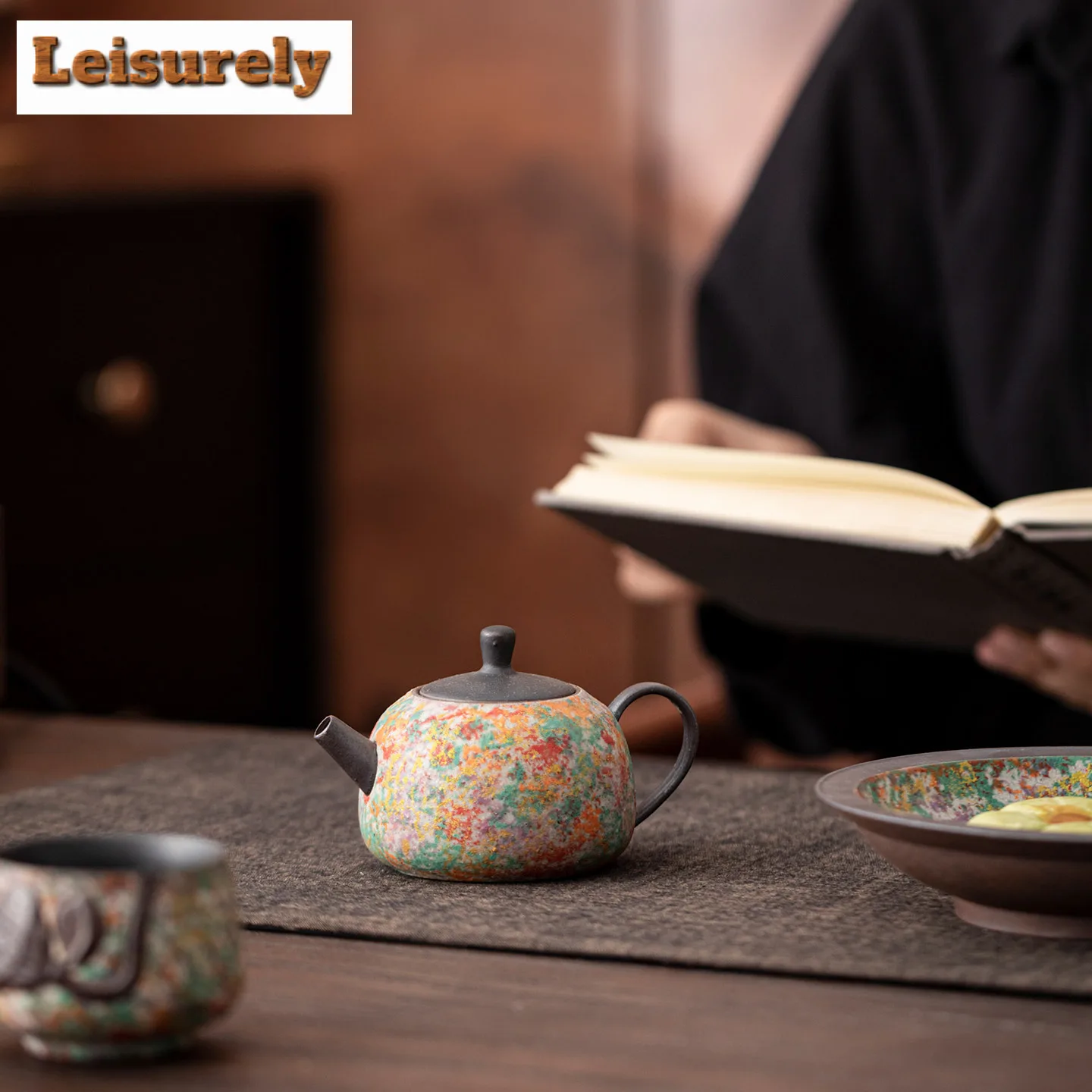 200ml Rock Painting Time Teapot Antique Tea Infuser Pot Household Tea Maker Kettle With Filter Chinese Tea Set Supplies Gift