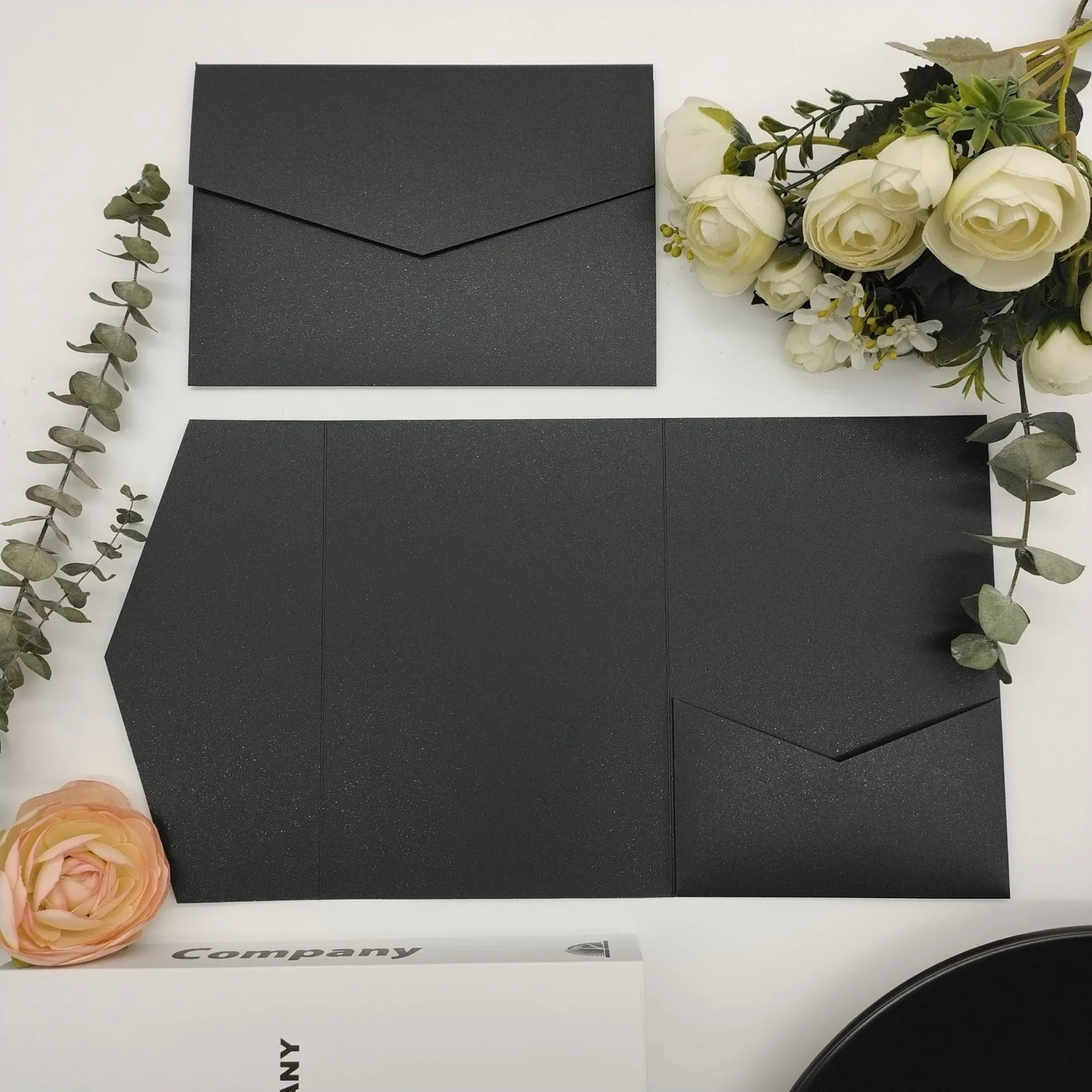 Wedding Invitations Tri-fold Pocket Wedding Invitation Cover Light Green Engagement XV Baptism Simple Invitations Envelope 20pcs