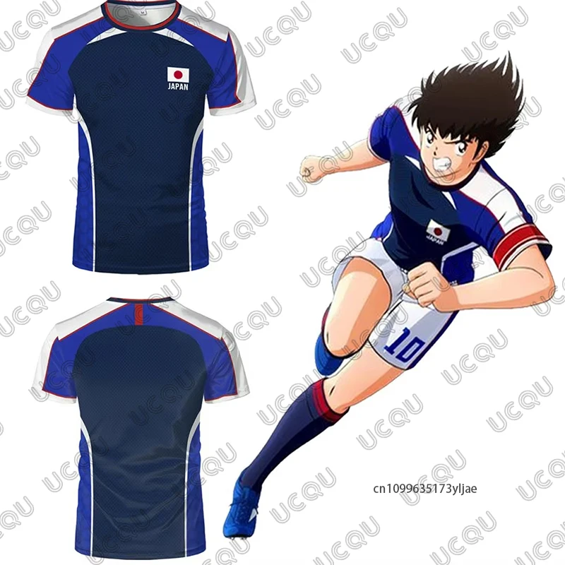 2026 neue Anime Kapitän Tsubasa Japanische Flagge Fußball Jersey T-shirt Für Kinder Sommer Sport Tees Casual Kinder/Erwachsene Tops