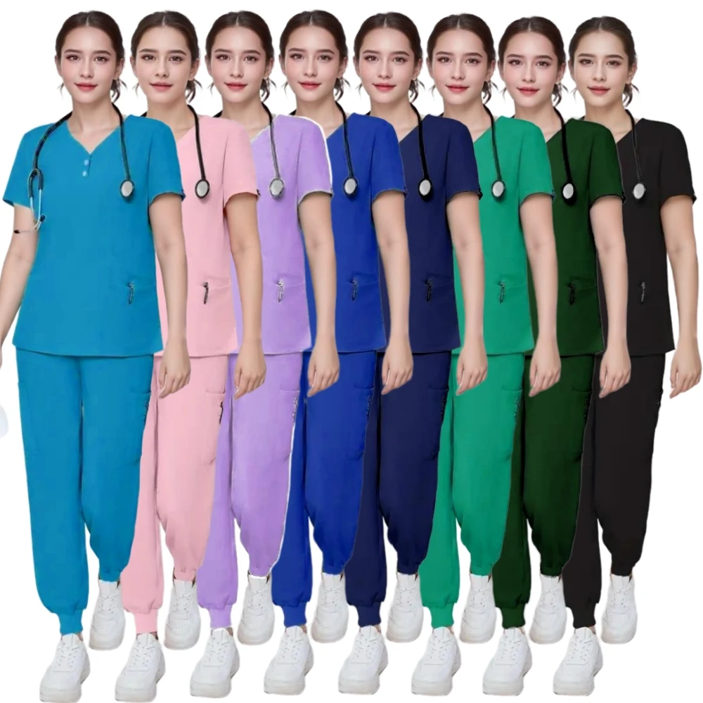 

Хирургическая Униформа женские комплекты для медсестры, топ и брюки, медицинская униформа, Медицинские костюмы для клинических салонов красоты