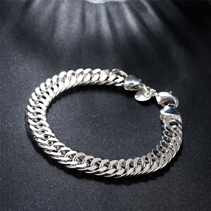 Hot Sale 925 Sterling Silver Chain Solid Bracelet for Women Mens Charm Party Gift Wedding Fashion Jewelry fashion multicolor zircon bracelet 9 color zircon bracelet female charm fashion golden bracelet for women fashion jewelry gift