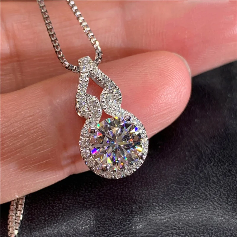 OXTAO D 컬러 Moissanite 인피니티 펜던트 목걸이 여성 진짜  약혼 ..