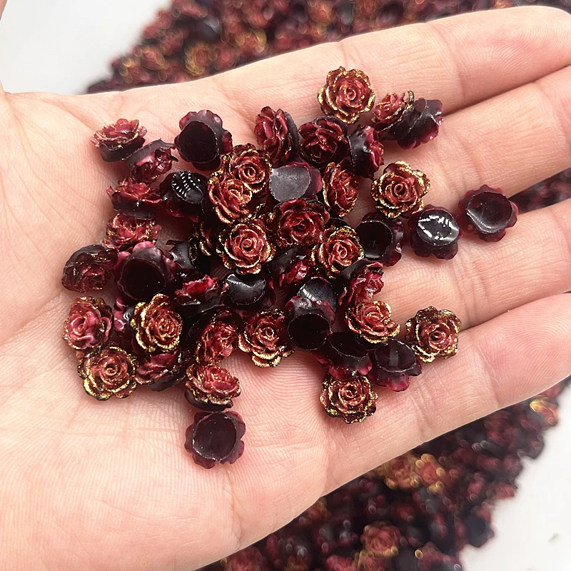 30pcs High Quality Glitter Resin Rose Flowers for DIY Jewelry and 3D Nail Art
