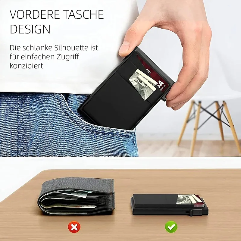 Men's Card Holder Ultra-thin Aluminum Wallet with RFID Protection and Coin Compartment 5