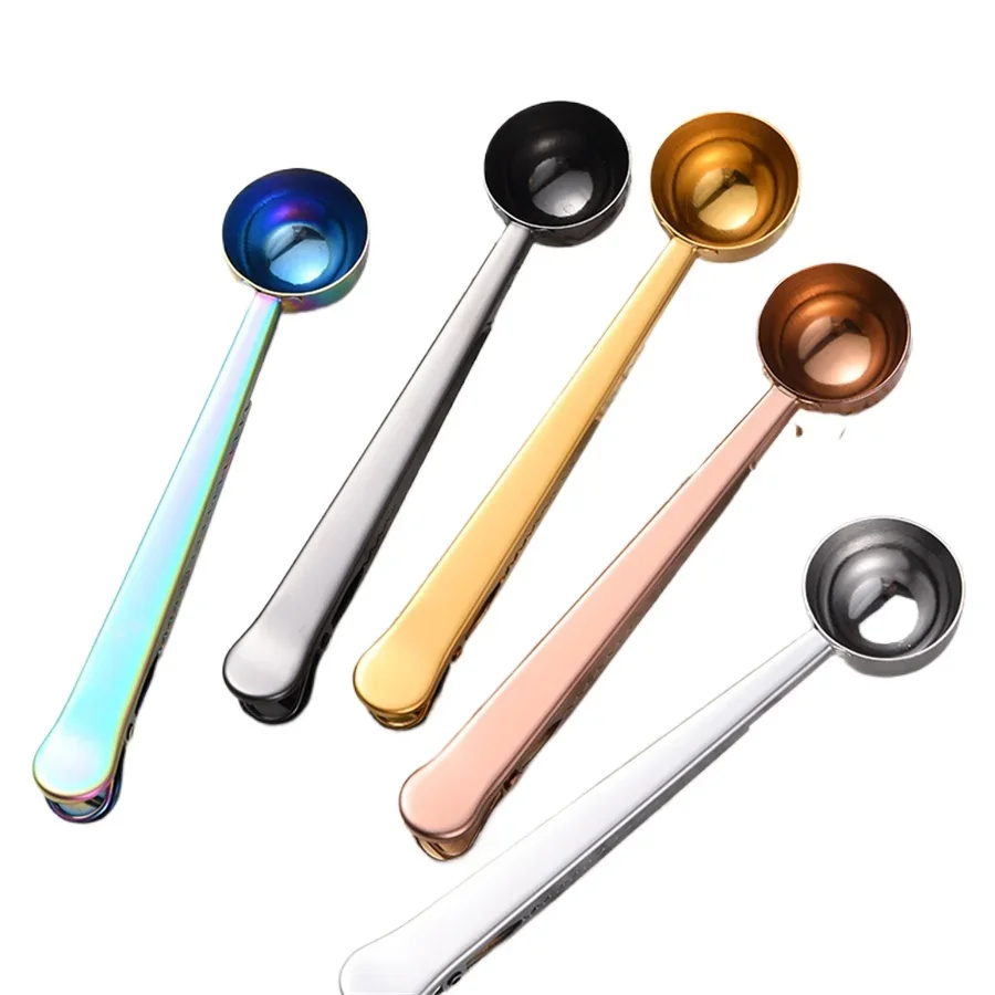 Description Picture 2 of itemCoffe Spoon Drinkware Teas Set Stainless Steel Spoons Sealing Clamp Tableware Coffeeware Teaware Kitchen Snack Bag Bar Dining