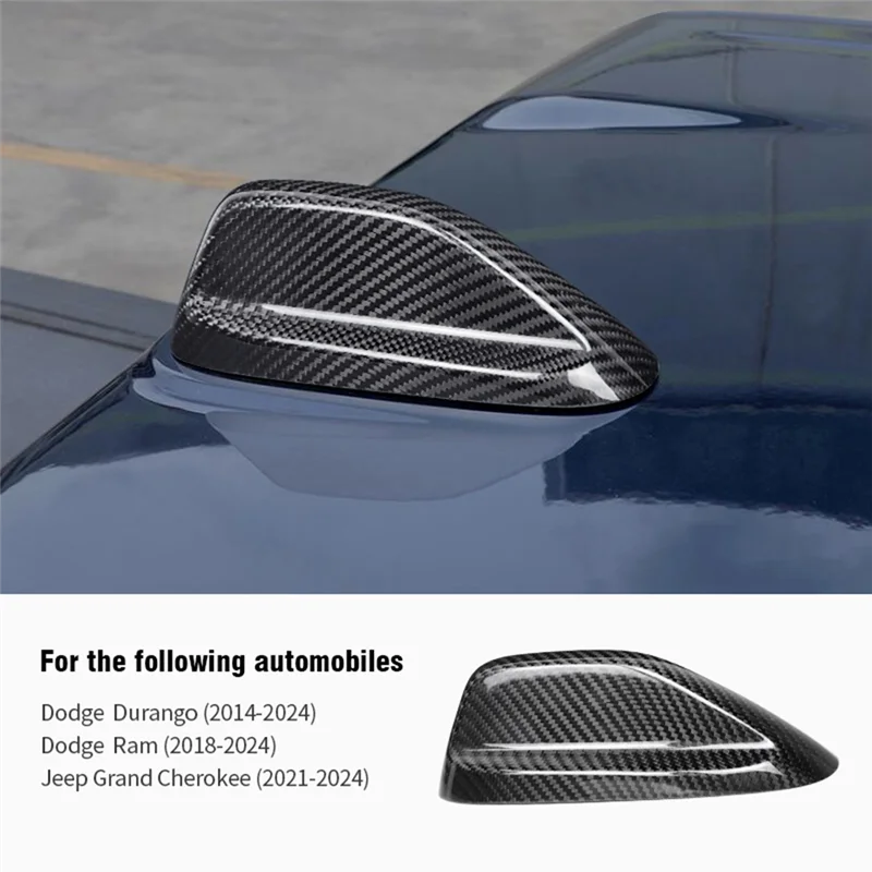 자동차 탄소 섬유 지붕 상어 지느러미 안테나 쉘 트림 커버 Dodge Durango14-24 Ram 18-24 Jeep Grand Cherokee 21-24