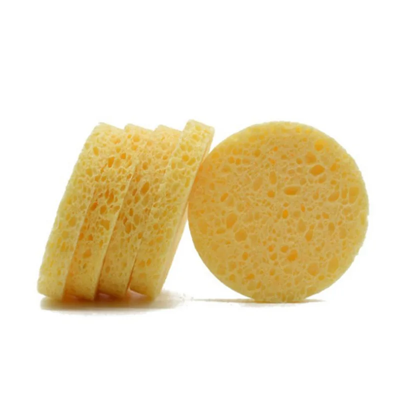 10pcs 8cm Face Round Makeup Remover Tool Natural Wood Pulp Sponge Cellulose Compress Cosmetic Puff Facial Washing Sponge 3
