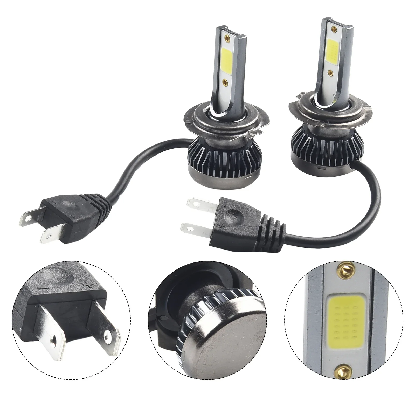 

2PCS H7 LED Head Light 200W 20000LM Hi/Low Kit Bulbs Beam 6000K Canbus Error Free DC 9V 32V IP65 Waterproof COB LEDs Chips
