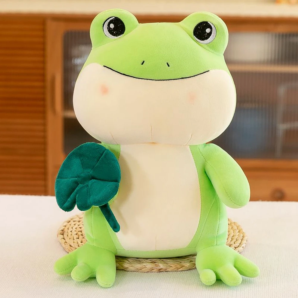 28CM Lotus Leaf Cute Little Frog Plush Toy Delicate Big Eyes Smile Expression New Soft Doll Festive Birthday Gift girl scented candle silicone mold delicate 3d doll aroma gypsum mold diy handmade crafts moulds for epoxy casting