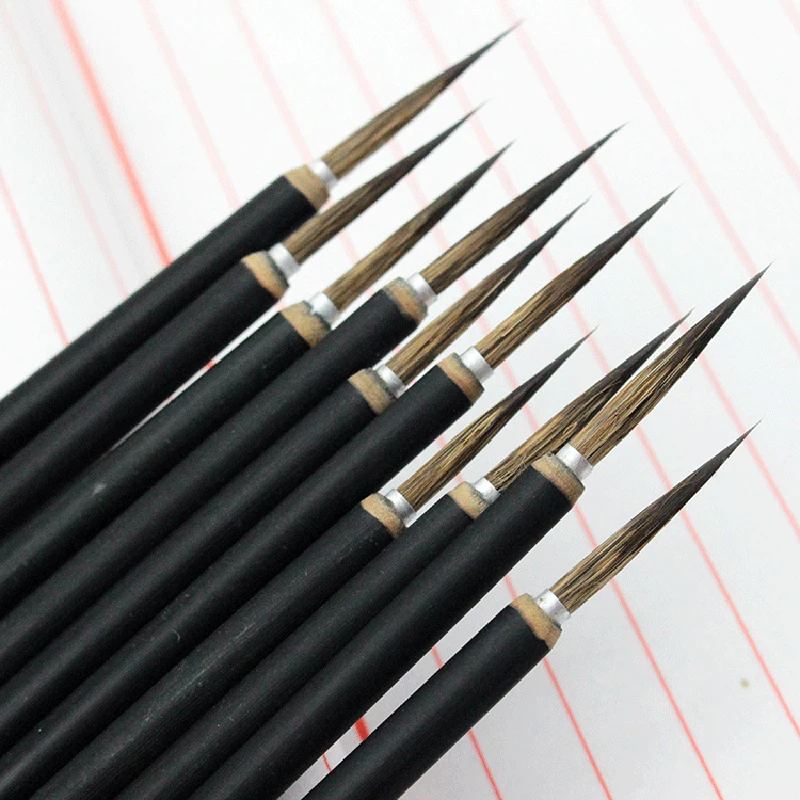 Paint Brush Calligraphy Brush 10 pcs/Lot Long Hair Hook Line Pen Bamboo Handle Chinese Painting Brush Xiaokai Regular Script Writing Brush