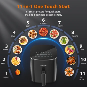 Air Fryer 11-in-1 Digital , Large 6 QT Airfryer with Easy View Windows, MAX 450℉ for Crispy, 50% Faster, Fast Roast, Preheat 2