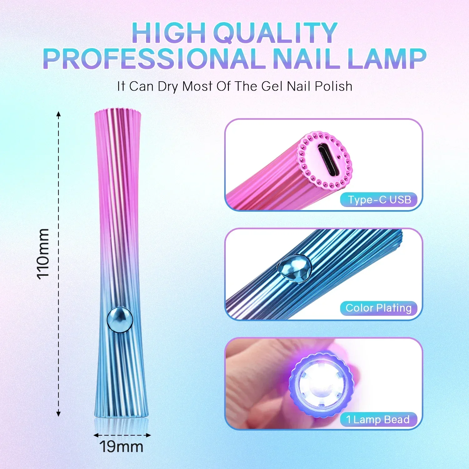 Portable Handheld Mini Nail Lamp For All Gel Polish Quick Dry USB Nail Dryer Machine UV LED Nail Lamp Mini Flashlight Pen 6