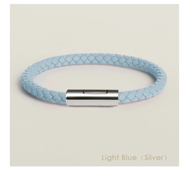 Klassisches Designer-Armband für Männer und Frauen, exquisites Armband, Edelstahl-Knopf-Lederarmband, handgewebt, weiblicher Schmuck, Geschenke, 15 Farben – Detail 23