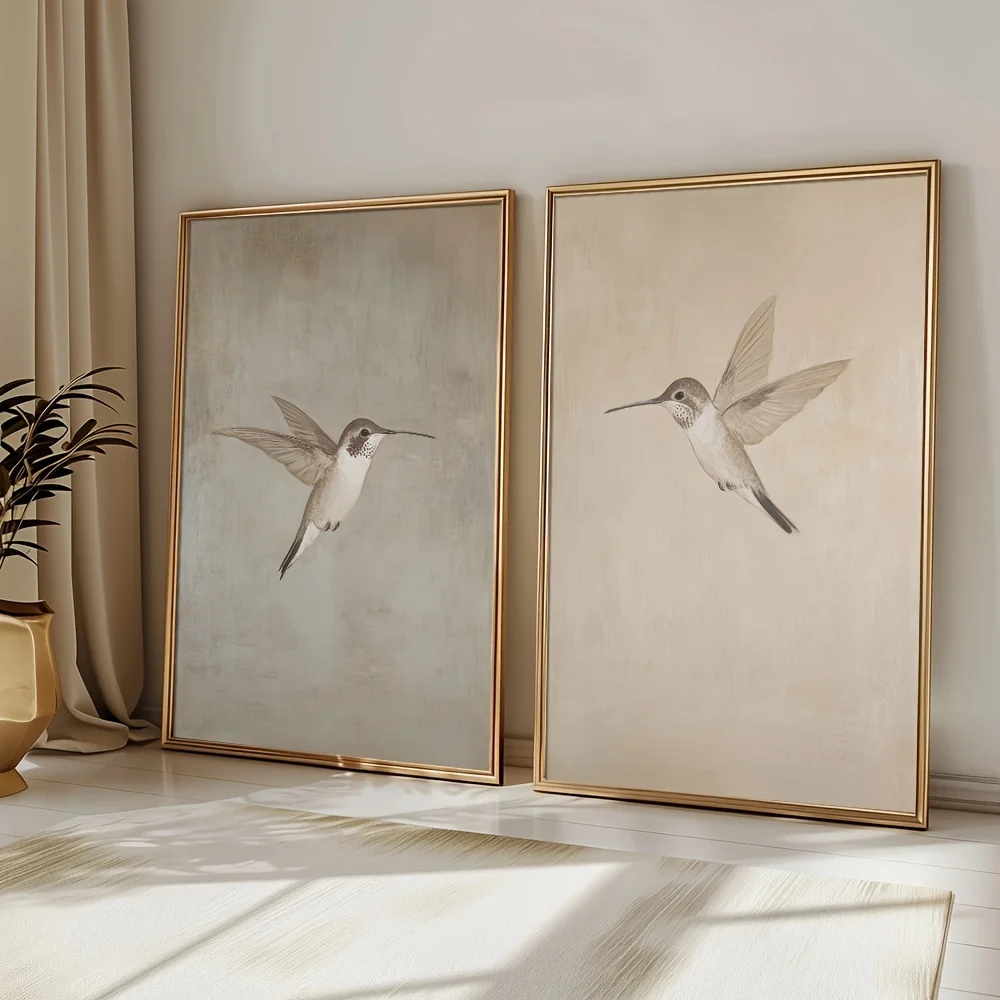 Retro Hummingbird Canvas Set 1