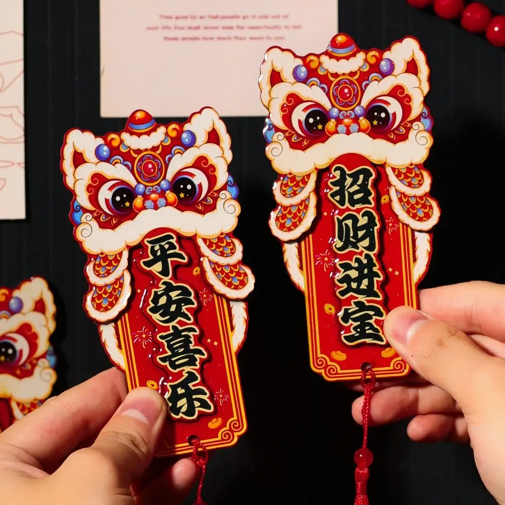 Red God of Wealth Fridge Magnet Lion Dance Chinese Style Spring Festival Magnet Traditional Year of The Horse New Year Mascot