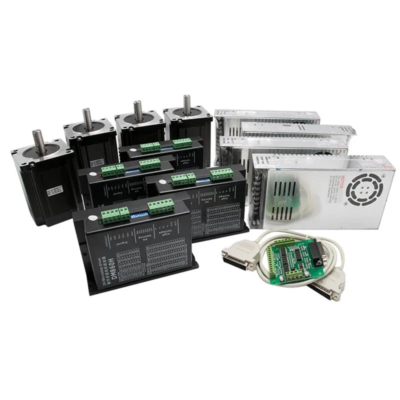 

Комплект 4-осевого шагового двигателя Nema 34: Драйвер DM860H + мощность 400 Вт 60 в + Nema34 4,5/8,5/12N комплект фрезерного станка с ЧПУ