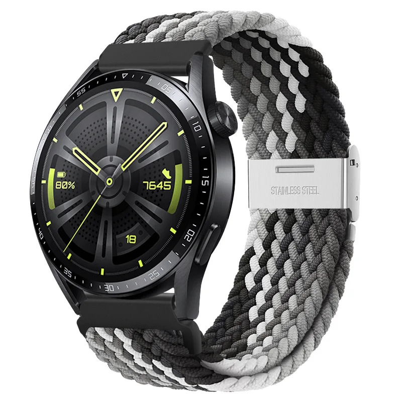 Nylon Watch Strap with Magnetic Buckle and Metal Adjustment Band, 22mm/20mm