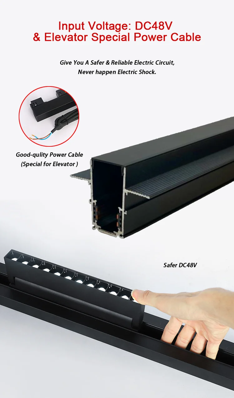 Description Picture 5 of itemModern DC48V LED Magnetic Track Light Grille Flood Lamp Embedded Flexible Linear Fixture LED Spotlight Ceiling Indoor Living