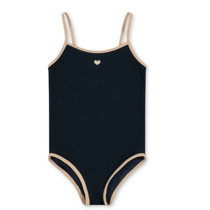 New Summer Girls Swimsuit Sling One-Pieces Swimwear Dark Blue Short Vest and Swim Briefs Children Swimming Suit Bikini H24609 5