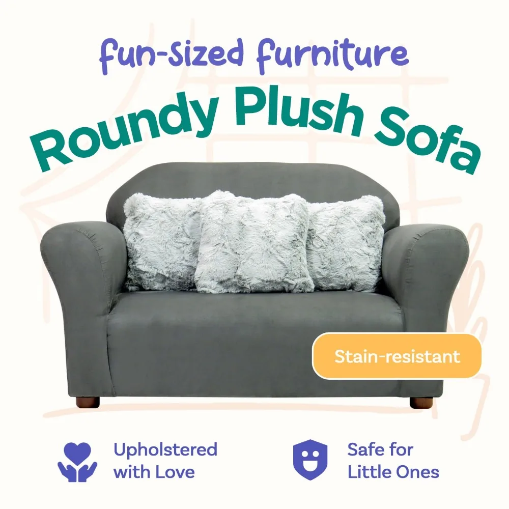 Plush Childrens Sofa with Accent Pillows, Sofa for Kids Room, Kids Sofa, Toddler Sofa with Three Fluffy Pillows 3