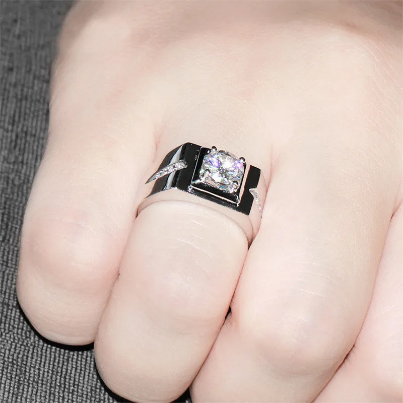 Engagement Wedding Finger Rings For Men 925 Sterling Silver 0.6ct CZ