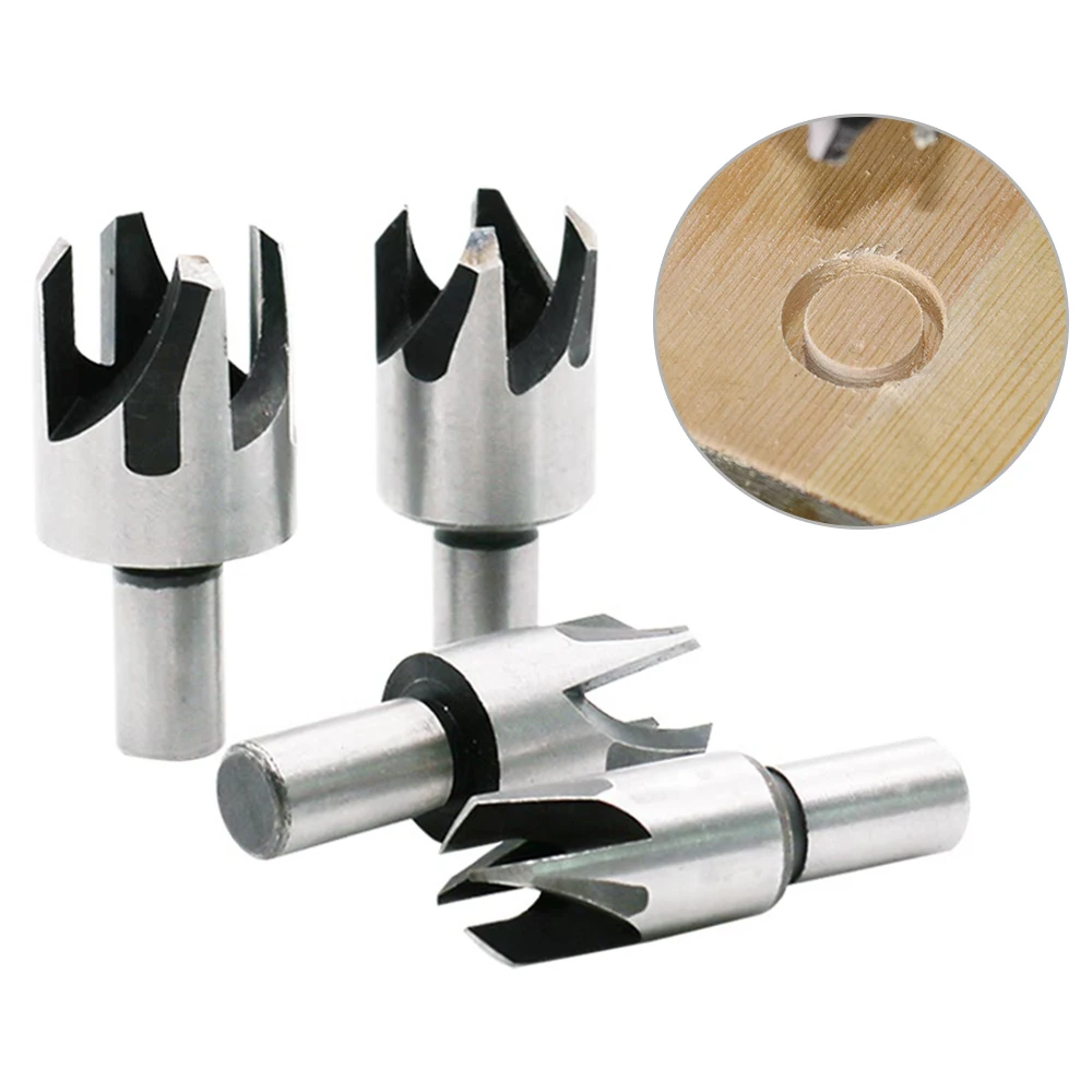 4pcs Round Shank / Hexagonal Shank Barrel Type Log Tenon Wood Stopper Woodworking Opening To Take Round Cork Drill Bit Set