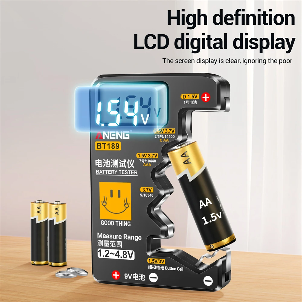 9V Battery Tester Ultra-small AA AAA Button Cell Universal Household LCD Digital Display Battery Tester Power Bank Detector Tool 4