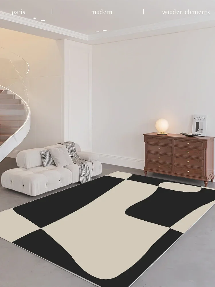 Large Living Room Carpet Black White Carpets For Bedroom Bedside Floor Mat Modern Abstract Line Rug Home Decoration Rugs 거실 카펫 3