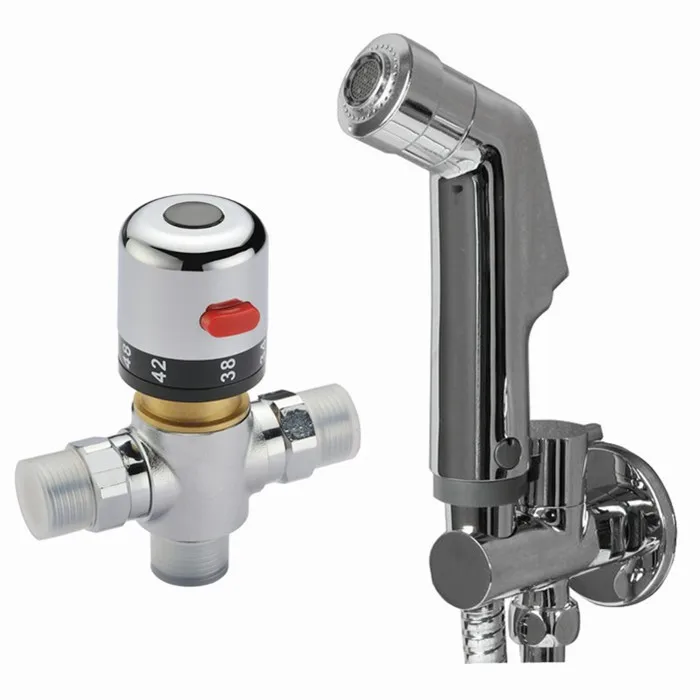 

Thermostatic Bidet Faucets Mixers Taps + Brass Hand Held Bidet Shower Sprayer +Valve with Holder + Shower Hose BD887