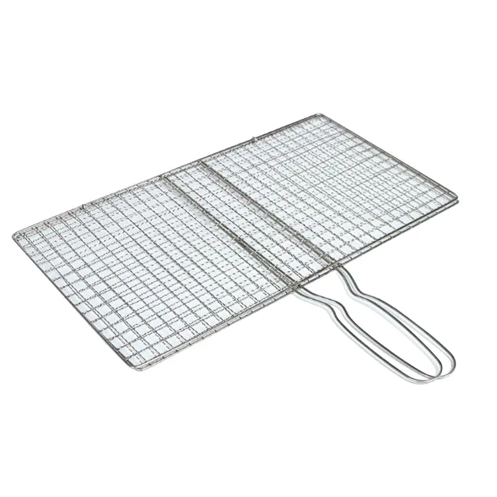 Portable Stainless Steel BBQ Barbecue Grilling Basket for Fish Vegetables Steak Shrimp Chops and Other Food