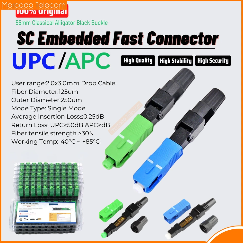 Best price SC APC/UPC Single Mode Fiber Optic Fast Connector SC Quick Connector FTTH Tool Cold Connection Optical Adapter new sc apc upc fiber optic connector 58mm single mode optical fast connector ftth cold connector tool fiber quick connector lx58