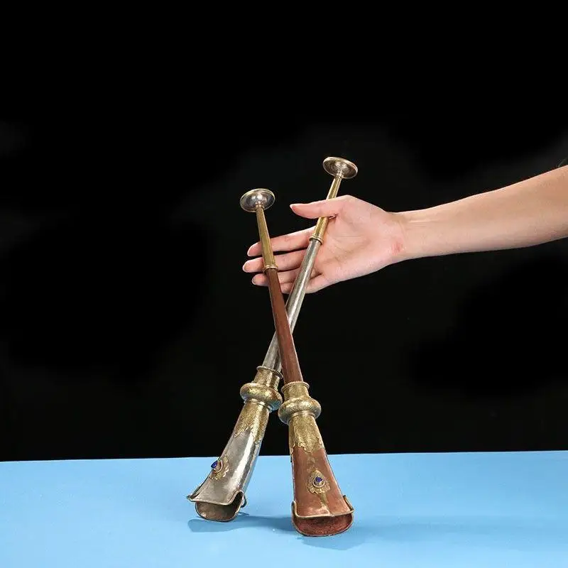 

1Pc Nepalese Dharma Horn Tibetan Buddhist Horn Folding Copper Horn Suona Horn Exquisite Professional Musical Instrument