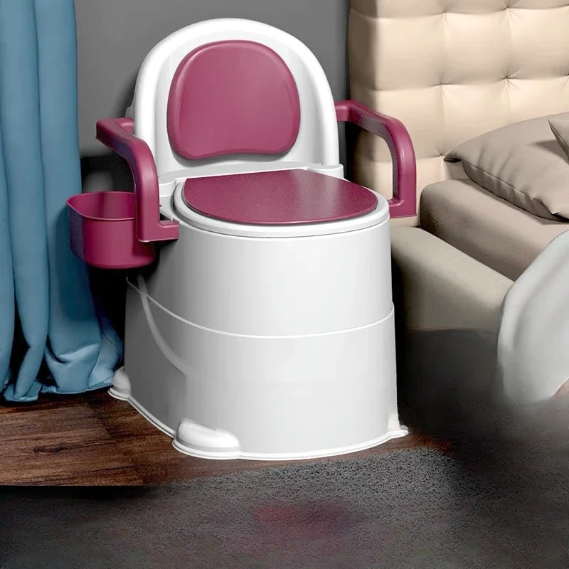 Removable Elderly Commode Chair, Anti-Odor Portable Toilet, Household Bedside Restroom,  Mobile Seat, Flexible Restroom Chair 4