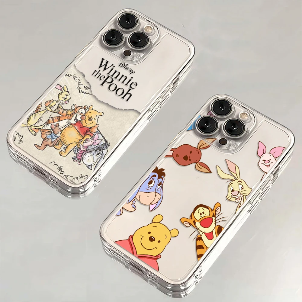 Whimsical Winnie the Pooh Transparent Phone Case Cover for iPhone