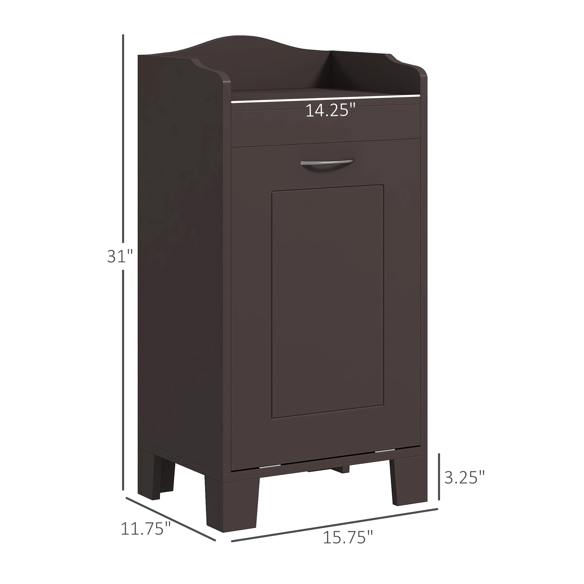 Homcom 31" Tilt Out Laundry Hamper, Free Standing Home Organizer Hamper, Bathroom Storage Cabinet, Coffee 3