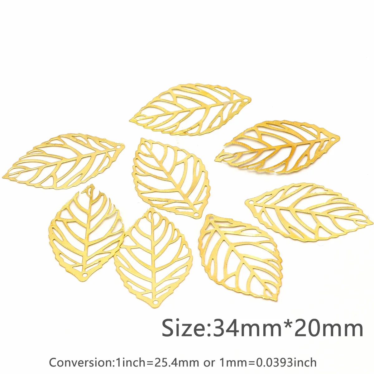 Elegant Metal Filigree Leaf Pendants for Jewelry Crafting - 100 Pieces