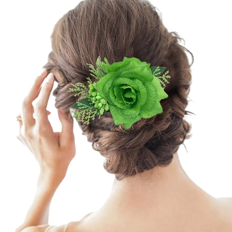 

MXMB StPatrick Day Green Flower Headband for Family Gathering Carnival Party Supply