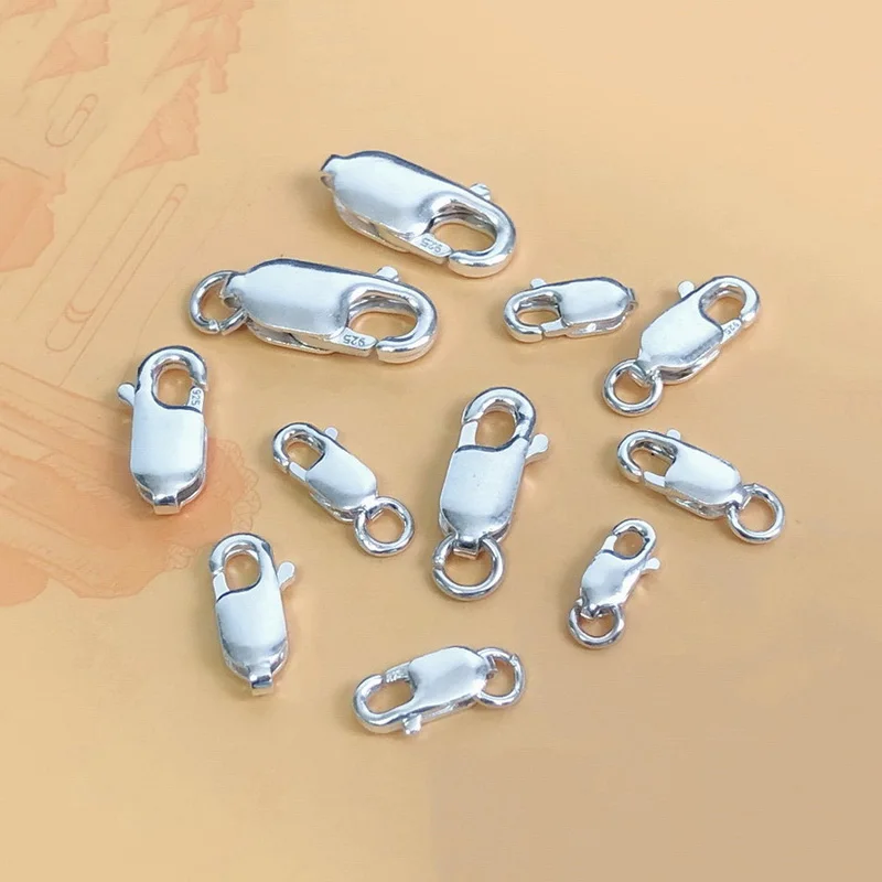 925 Sterling Silver Lobster Clasp Open Ring Attached Bulk Wholesale Supplies for Bracelets Necklace Making Handmade Jewelry