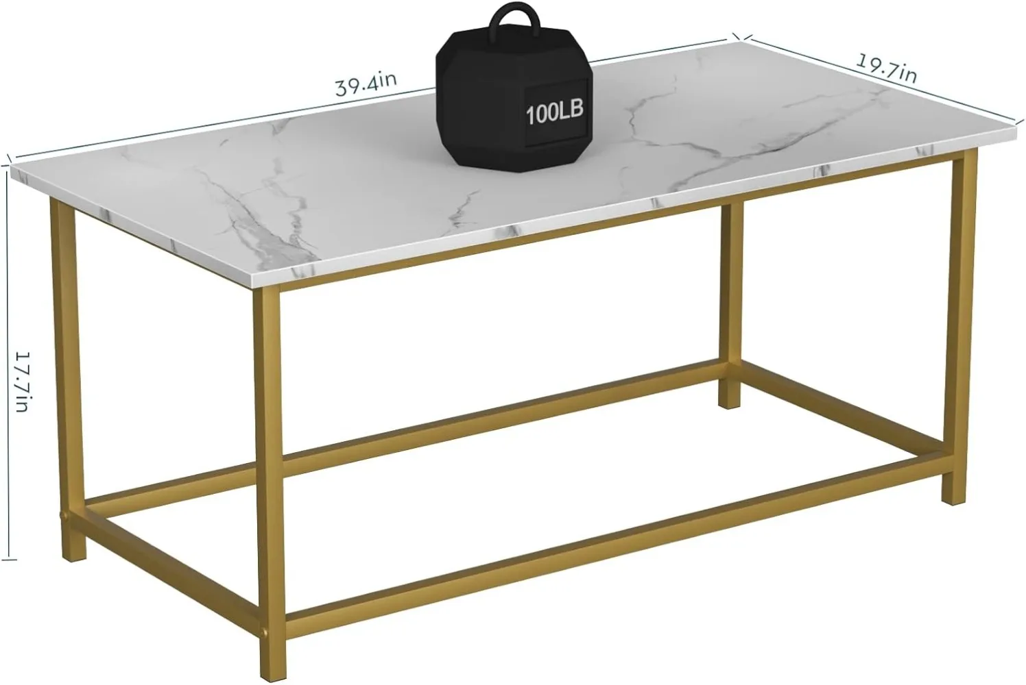 Faux Marble Coffee Table Simple Modern Rectangular Coffee Tables Open Design Minimalist Center Table for Living Room Office 3