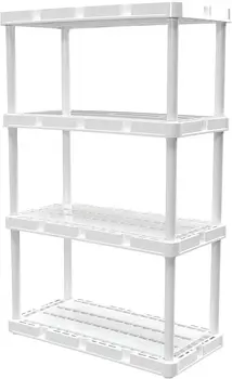 Gracious Living 4 Shelf Knect-A-Shelf Solid Light Duty Storage Unit 12 x 24 x 48 , Garage, Basement & Laundry, White 1