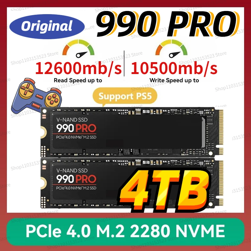 

Original M2 PCIe 4.0X4 Hard Disk 990 PRO NVME portable SSD 4TB Hard Drive Internal Solid State Drive Disk For Laptop Desktop PS5