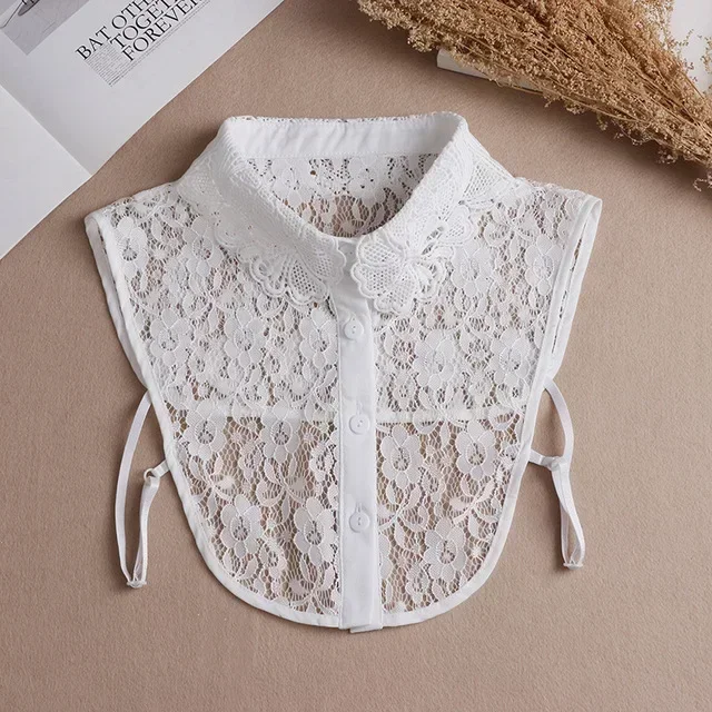 Vintage Lace Front Tie White Detachable Faux Collar